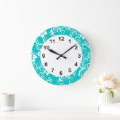 1 wandklok Blauwgroen blauw wit Damasvlies (Huis)