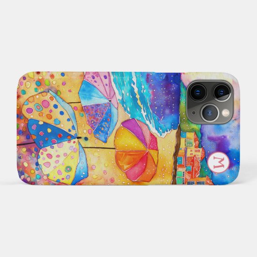 *~* 1 Waterverf Zee Strand Paraplu Zand Case-Mate iPhone Case (Achterkant (horizontaal))