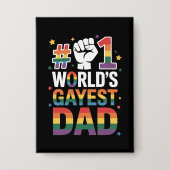 #1 Werelds Gayste Papa Funny Vaderdag LGBT  Button (Voorkant)