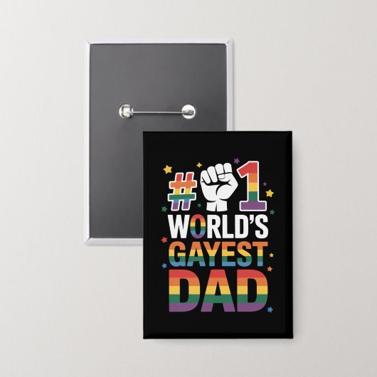 #1 Werelds Gayste Papa Funny Vaderdag LGBT  Button (Voorkant / Achterkant)