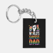 #1 Werelds Gayste Papa Funny Vaderdag LGBT  Sleutelhanger (Voorkant Links)
