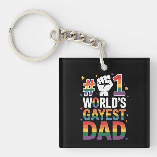 #1 Werelds Gayste Papa Funny Vaderdag LGBT  Sleutelhanger (Voorkant)