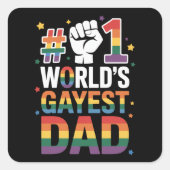 #1 Werelds Gayste Papa Funny Vaderdag LGBT Vierkante Sticker (Voorkant)