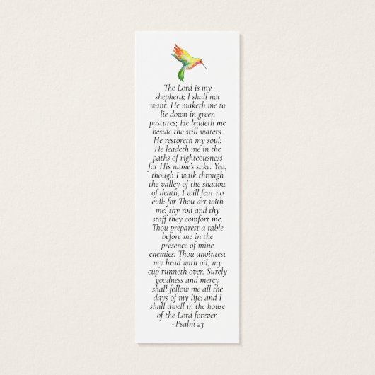 1 x 3 inch Hummingbird Sympathie Prayer MINI Bladw Mini Visitekaartjes (Achterkant)