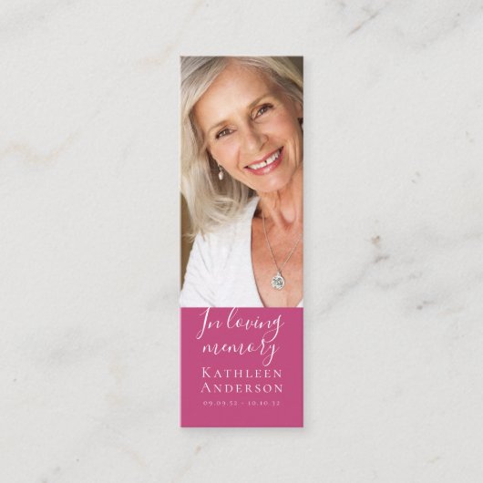 1 x 3" Memorial Funeral Poem Pink MINI Bladwijzer Contactkaartje (Voorkant)