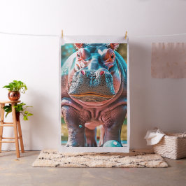 1 Yard Whimsical Hippo Turquoise Blauw Roze Stof