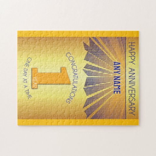 1 Year | AA 12 Step Anniversary Personalized Legpuzzel (Horizontaal)