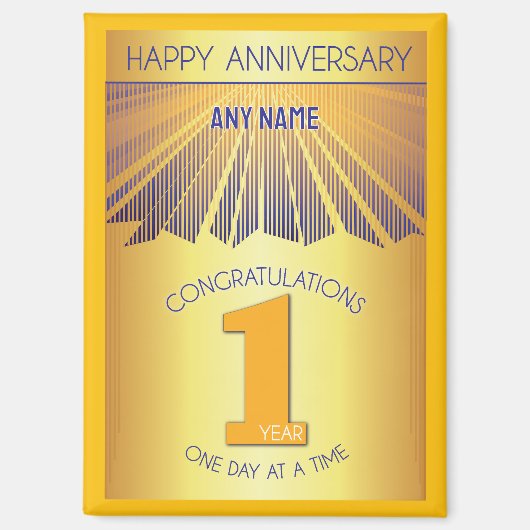 1 Year | Golden Ray 12 Step CUSTOM NAME Magneet (Voorkant)