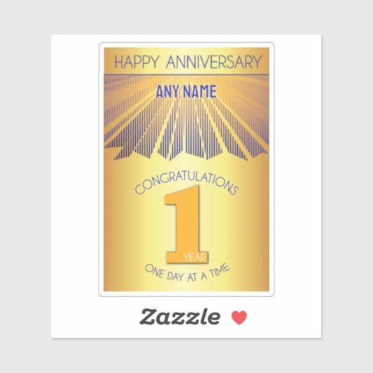 1 Year | Golden Ray 12 Step CUSTOM NAME Sticker (Vel)