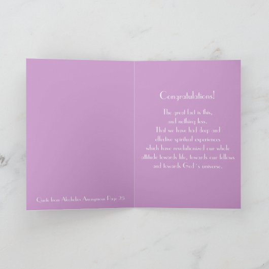 1 year milestone sobriety birthday cake card kaart (Binnen)