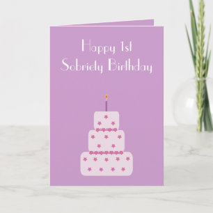 1 year milestone sobriety birthday cake card kaart