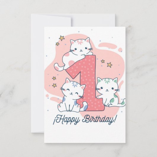 1 Year Old - Happy Birthday Kaart (Voorkant)