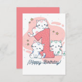 1 Year Old - Happy Birthday Kaart (Voorkant / Achterkant)