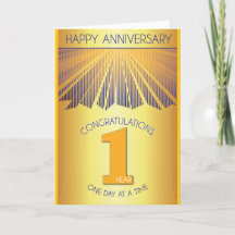 1 Year Sober Anniversary | Golden Ray 12 Step Card