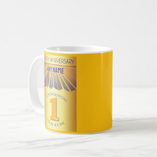 1 Year Sober Anniversary | Golden Ray 12 Step Koffiemok (Voorkant links)