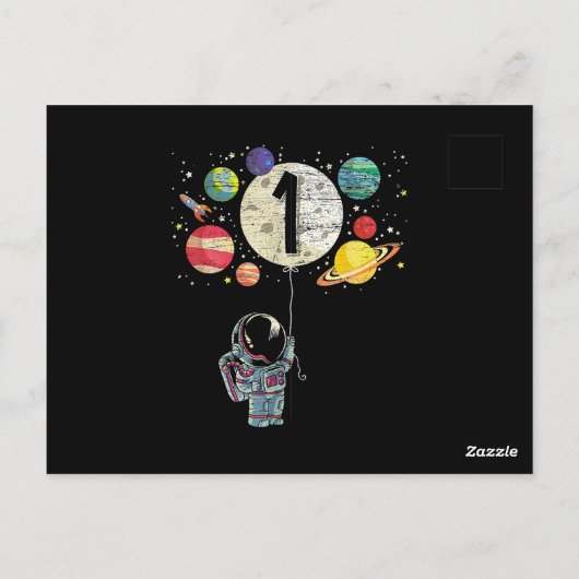 1 Years Old Birthday Boy Astronaut 1st Birthday Briefkaart (Achterkant)