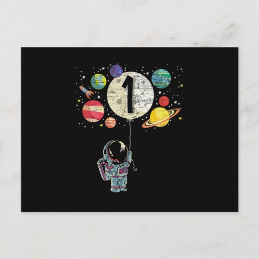 1 Years Old Birthday Boy Astronaut 1st Birthday Briefkaart (Voorkant)