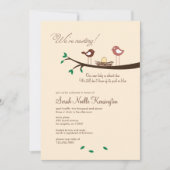 1 Yellow Egg Nesting Birds Baby shower Invitation Kaart (Voorkant)
