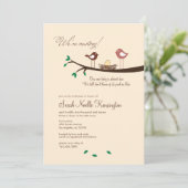 1 Yellow Egg Nesting Birds Baby shower Invitation Kaart (Staand voorkant)