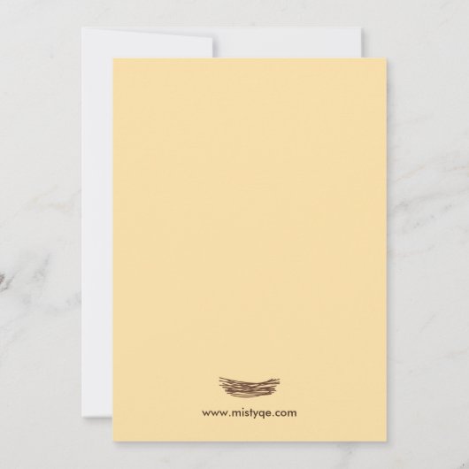 1 Yellow Egg Nesting Birds Baby shower Invitation Kaart (Achterkant)