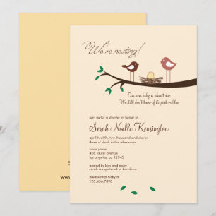 1 Yellow Egg Nesting Birds Baby shower Invitation Kaart
