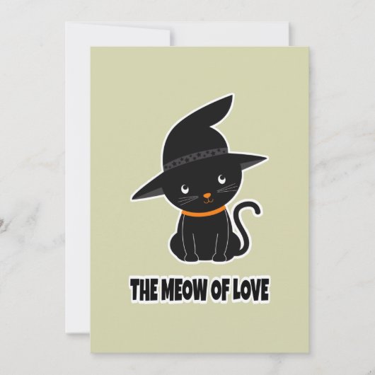 1.zachte mooie zwarte kat miauw van liefde feestdagenkaart (Voorkant)