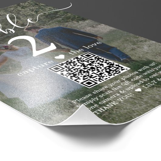 1 zijfoto voor het ontwerpen van bruiloft QR tafel Foto Afdruk (Hoek)