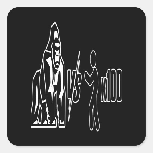 1 Zilverrug Gorilla vs 100 Mensen_3 Vierkante Sticker (Voorkant)