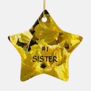 #1 ZUSTER Stervormige versiering Geel Bloemrijk Keramisch Ornament