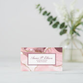 1A-Roos blush en gouden glitter agaat Visitekaartje (Staand voorkant)
