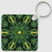 1A unieke kleurrijke groene gele mandala Sleutelhanger (Achterkant)