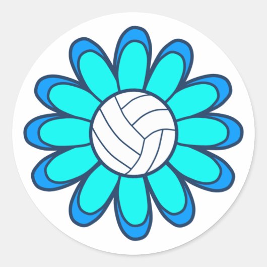 1aqua volleybal meisje ronde sticker (Voorkant)