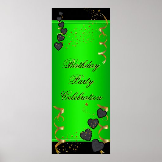 1big Banner Birthday Party Celebration Lime Green Poster (Voorkant)