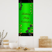 1big Banner Birthday Party Celebration Lime Green Poster (Keuken)