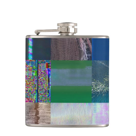 1C9984DA Glitch Art Digitale Vervorming Vaporwave Heupfles (Voorkant)