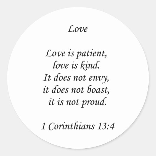 1corinthians13-4 ~ Love Ronde Sticker (Voorkant)
