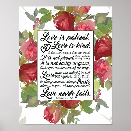 1Corinthians 13:4-8 Love is Patient Love is Sind Poster (Voorkant)