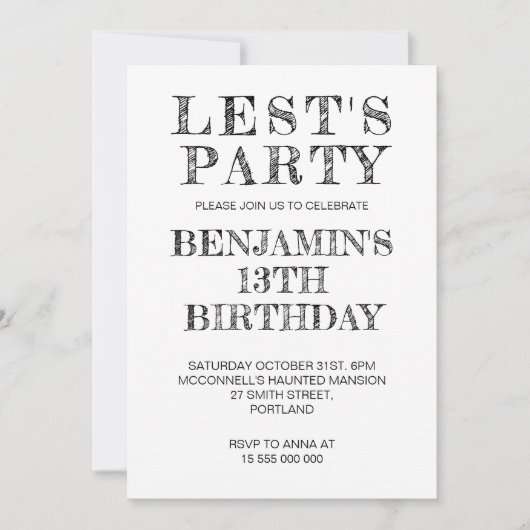 1e 2e 10e 13e 20e 25e 30e 40 jarig feest kaart (Voorkant)