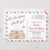 1e 2e 3e Vliegtuig Reis Verjaardagsfeestje Meisje Kaart (Voorkant)