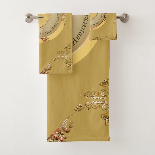 1e/50e bruiloft Jubileum Golden Bad Handdoek (Insitu)
