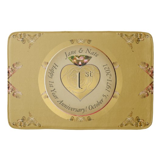 1e/50e bruiloft Jubileum Golden Badmat (Voorkant)