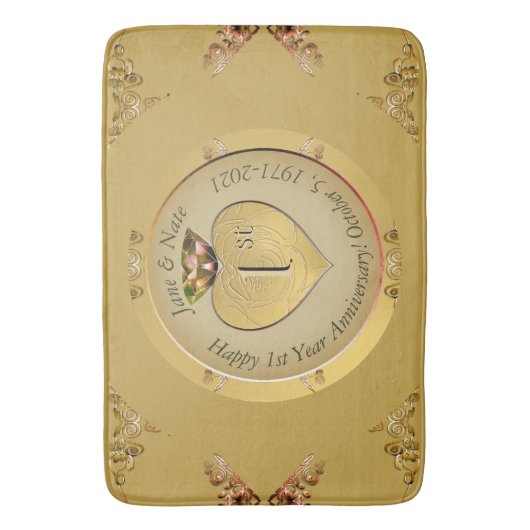 1e/50e bruiloft Jubileum Golden Badmat (Voorkant Verticaal)