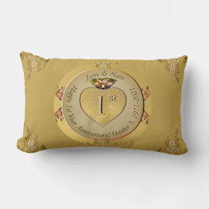 1e/50e bruiloft Jubileum Golden Kussen
