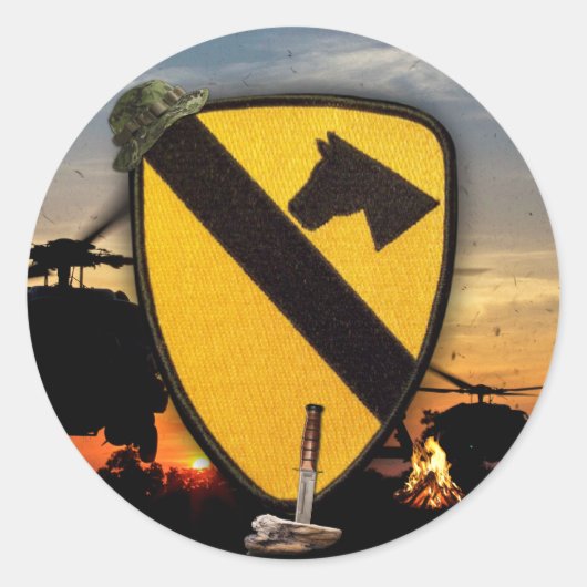 1e 7e Cavalerie Luchtcav Leger Scrapbooks Patch Ronde Sticker (Voorkant)