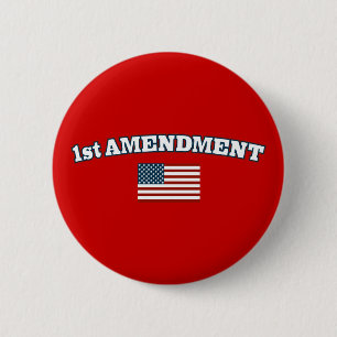 1e amendement Amerikaanse vlag Ronde Button 5,7 Cm