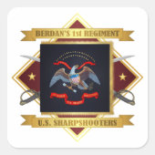 1e Amerikaanse Sharpschutters Vierkante Sticker (Voorkant)
