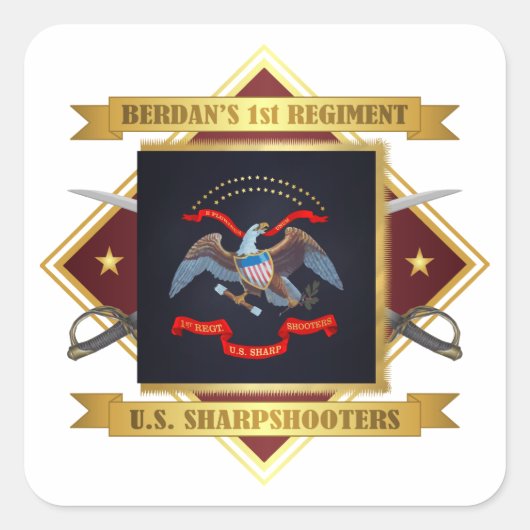 1e Amerikaanse Sharpschutters Vierkante Sticker (Voorkant)