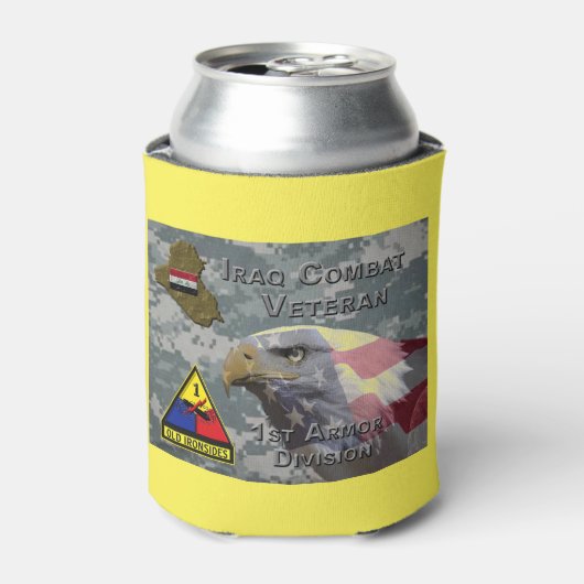 1e Armor Div Irak Combat Veteran Blikjeskoeler (Blikje Voorkant)