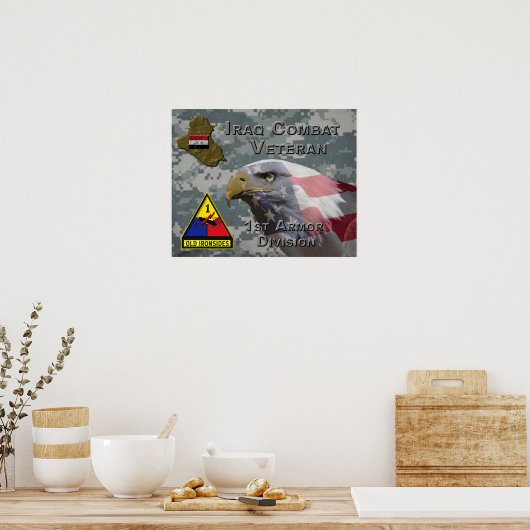 1e Armor Div Irak Combat Veteran Poster (Keuken)
