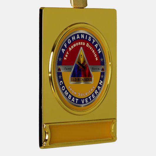 1e Armored Division Afghanistan Veteraan Verguld Banner Ornament (Rechts)